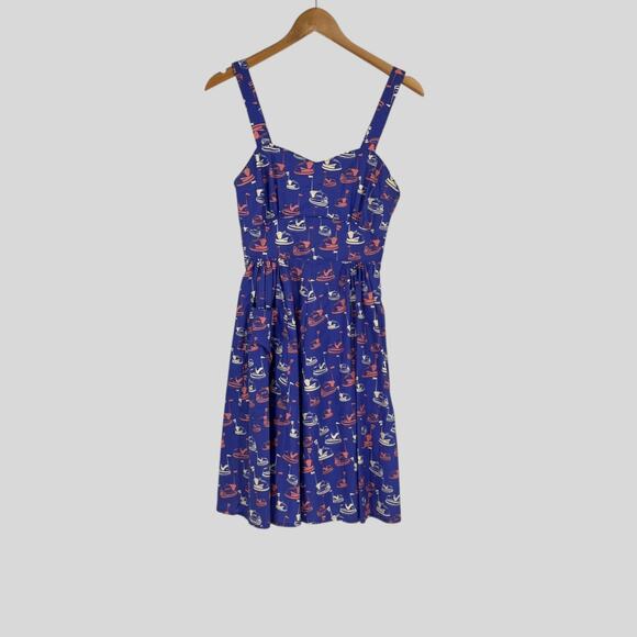 Bea & Dot by ModCloth Bumper Car Print Sundress Purple Size Small - Picture 2 of 7